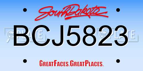 BCJ5823 South Dakota License Plate