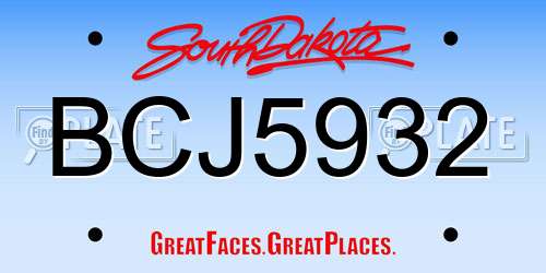 BCJ5932 South Dakota License Plate