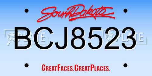 BCJ8523 South Dakota License Plate