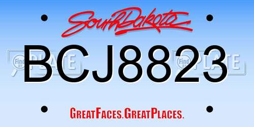 BCJ8823 South Dakota License Plate