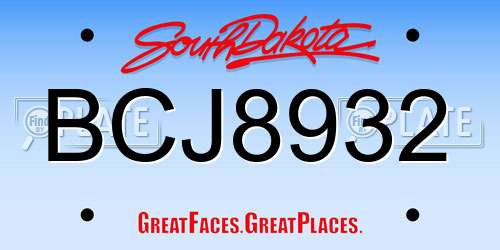 BCJ8932 South Dakota License Plate