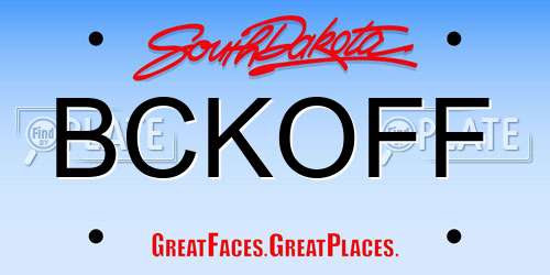 BCKOFF South Dakota License Plate