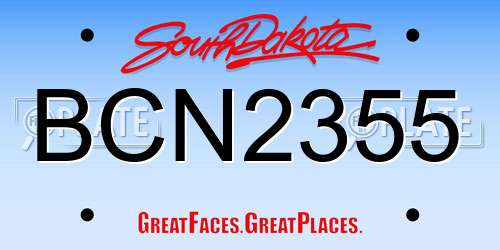 BCN2355 South Dakota License Plate