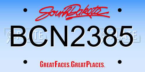 BCN2385 South Dakota License Plate