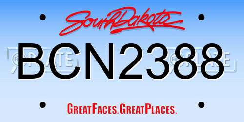 BCN2388 South Dakota License Plate