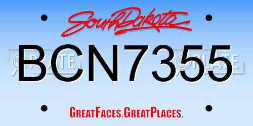 BCN7355 South Dakota License Plate