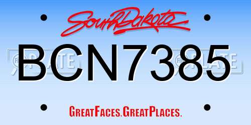 BCN7385 South Dakota License Plate
