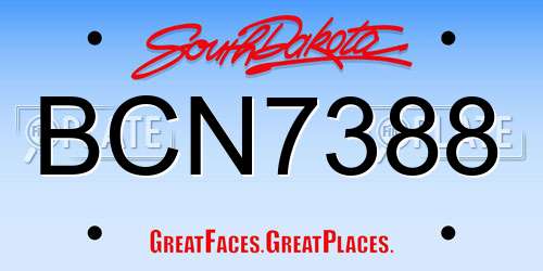 BCN7388 South Dakota License Plate