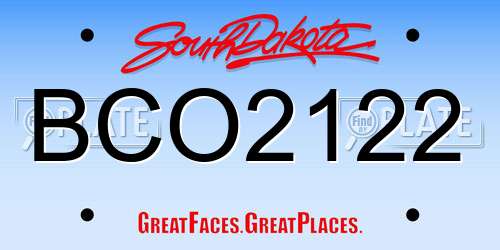 BCO2122 South Dakota License Plate