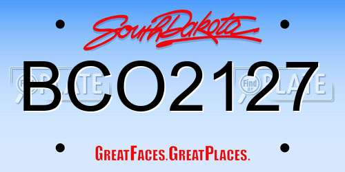 BCO2127 South Dakota License Plate