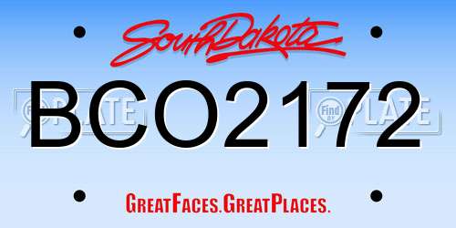 BCO2172 South Dakota License Plate