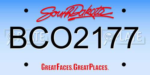 BCO2177 South Dakota License Plate