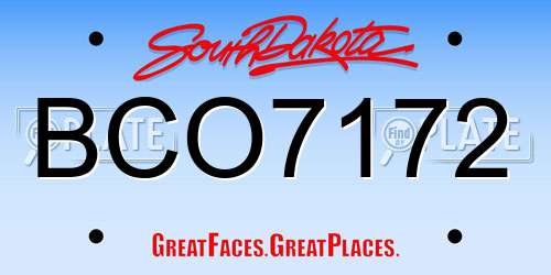 BCO7172 South Dakota License Plate