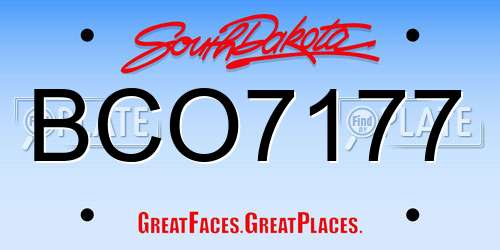 BCO7177 South Dakota License Plate
