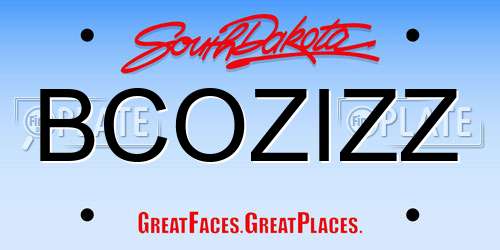 BCOZIZZ South Dakota License Plate