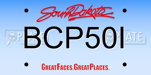 BCP50I South Dakota License Plate