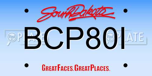 BCP80I South Dakota License Plate