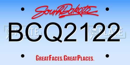 BCQ2122 South Dakota License Plate