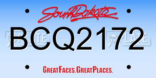 BCQ2172 South Dakota License Plate