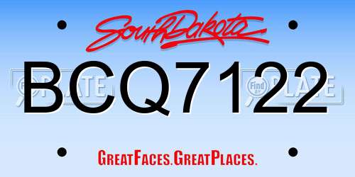 BCQ7122 South Dakota License Plate