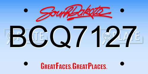 BCQ7127 South Dakota License Plate