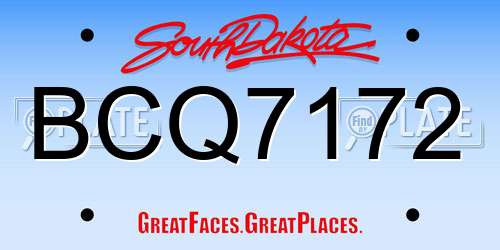 BCQ7172 South Dakota License Plate