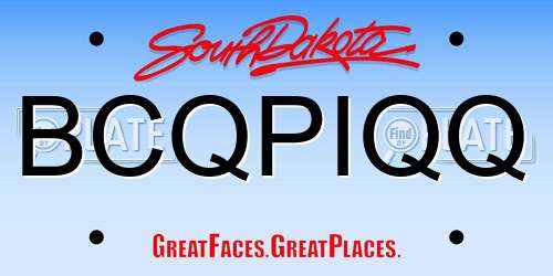 BCQPIQQ South Dakota License Plate