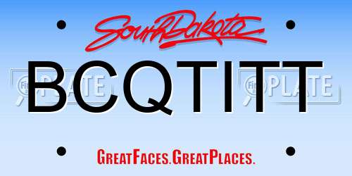 BCQTITT South Dakota License Plate