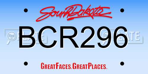BCR296 South Dakota License Plate