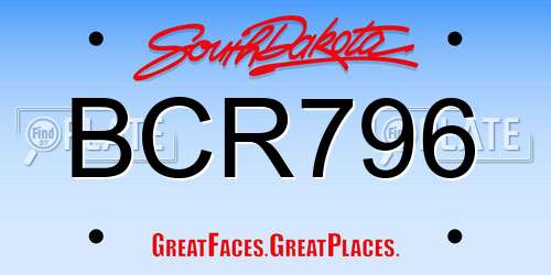 BCR796 South Dakota License Plate