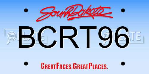 BCRT96 South Dakota License Plate