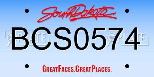 BCS0574 South Dakota License Plate