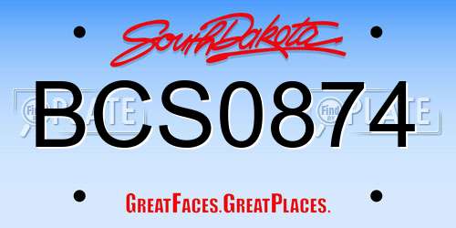 BCS0874 South Dakota License Plate