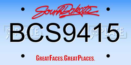 BCS9415 South Dakota License Plate
