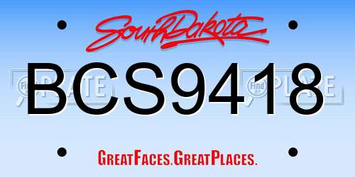 BCS9418 South Dakota License Plate