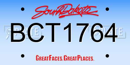 BCT1764 South Dakota License Plate