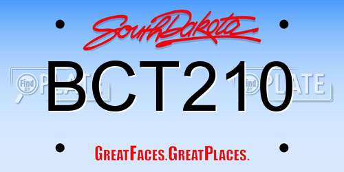 BCT210 South Dakota License Plate
