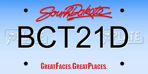 BCT21D South Dakota License Plate