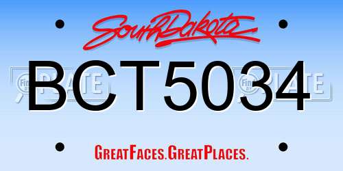 BCT5034 South Dakota License Plate