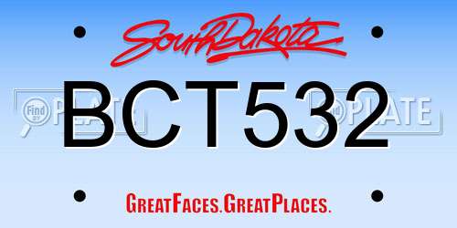 BCT532 South Dakota License Plate