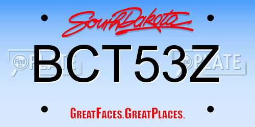 BCT53Z South Dakota License Plate