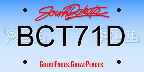 BCT71D South Dakota License Plate