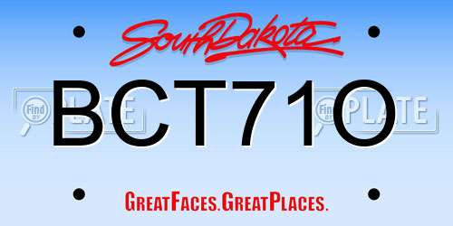 BCT71O South Dakota License Plate