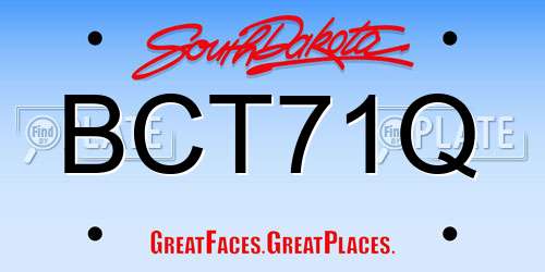 BCT71Q South Dakota License Plate