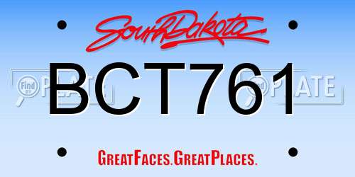 BCT761 South Dakota License Plate
