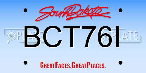 BCT76I South Dakota License Plate