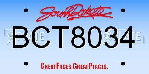BCT8034 South Dakota License Plate