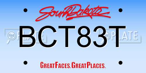 BCT83T South Dakota License Plate