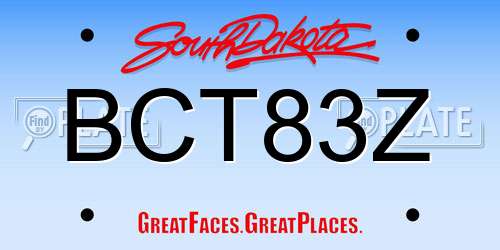 BCT83Z South Dakota License Plate