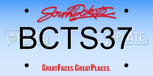 BCTS37 South Dakota License Plate